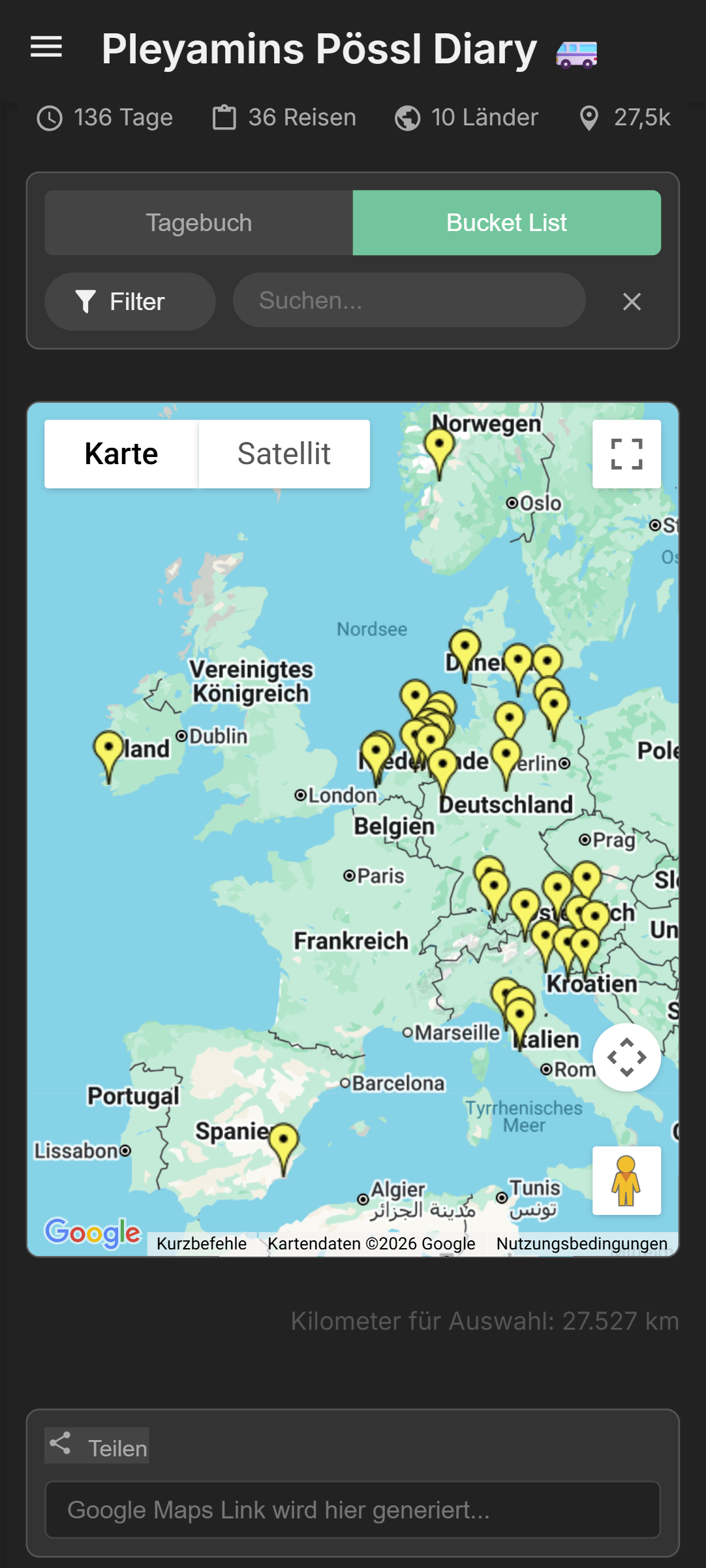 Screenshot: Erinnerungen teilen