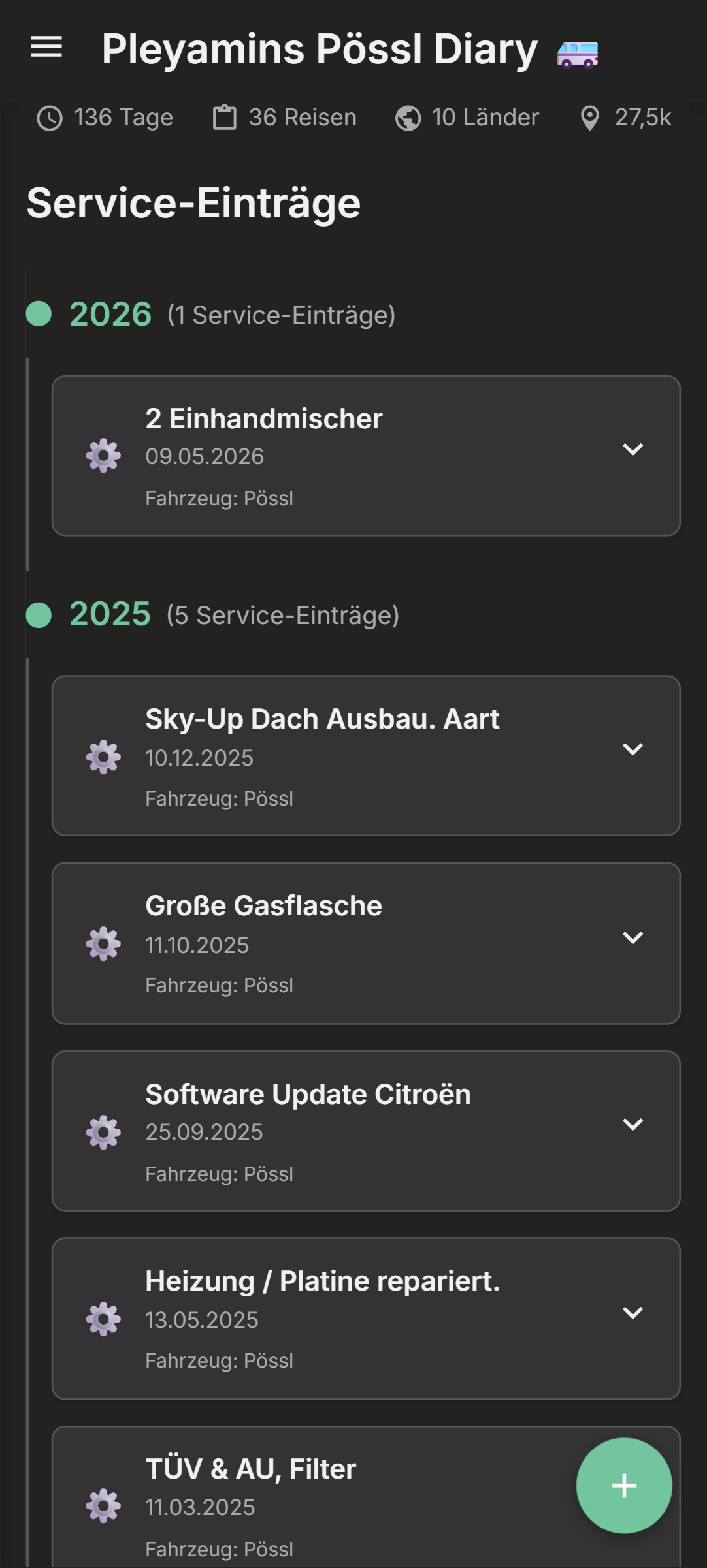 Screenshot: Fahrzeug & Kosten im Blick