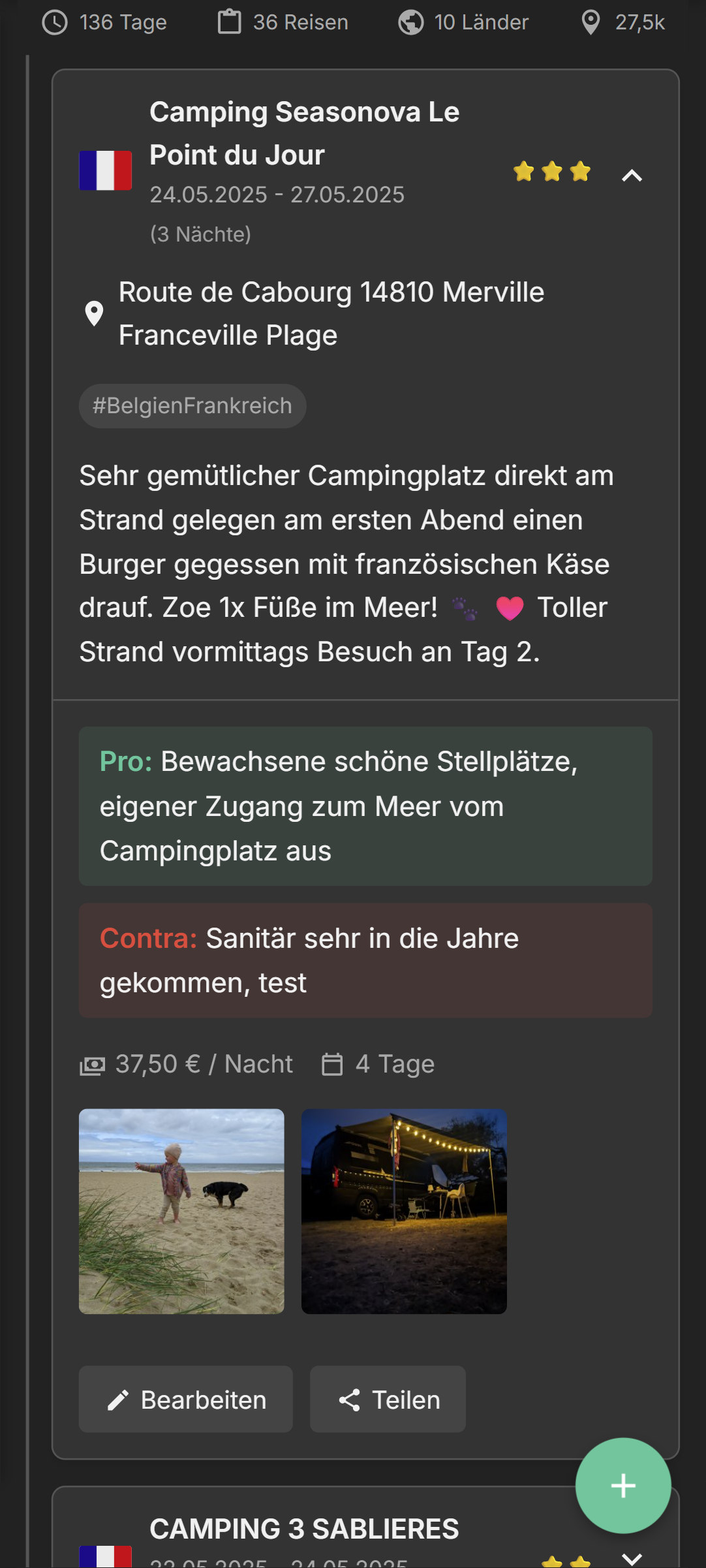 Camper Diary Reisetagebuch: Stellplatzbewertung 1